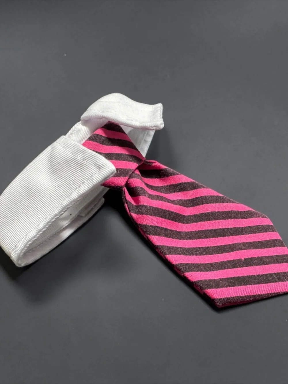 Dog Bow Tie Collar Hot Pink Black Stripe Adjustable Pet Tie NWOT